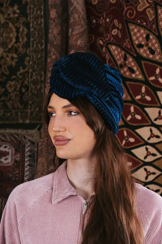 Blue Pleated Velvet