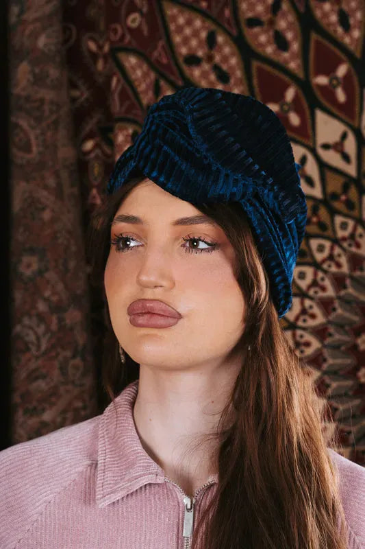Blue Pleated Velvet