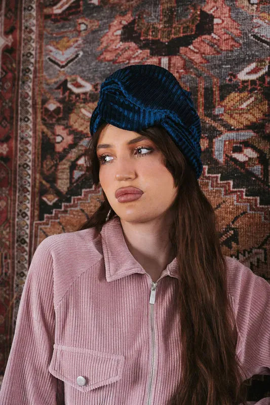 Blue Pleated Velvet