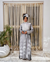 Illusion Long Sleeve Dress Black