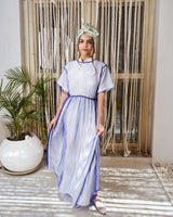 Illusion Short Sleeve Dress Blue
