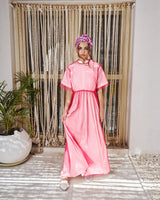 Illusion Short Sleeve Dress Pink
